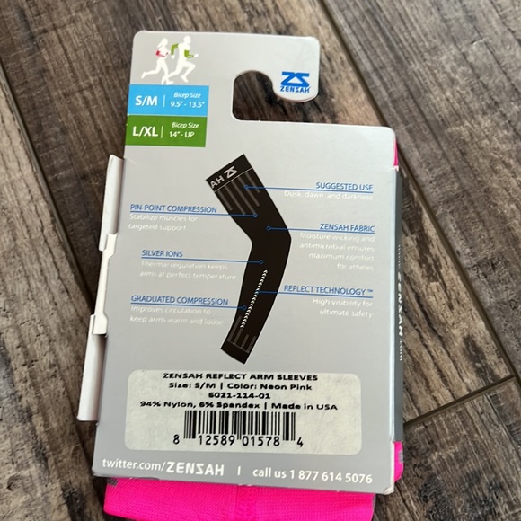Zensah Reflect Arm Sleeves S/M NWT Neon Pink - Picture 2 of 3